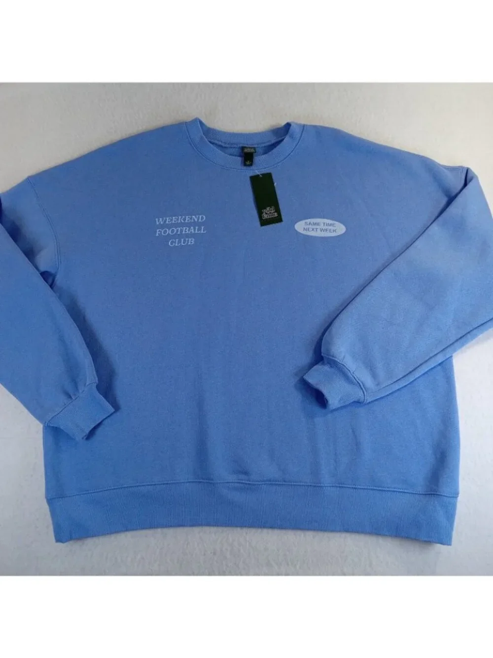 Wild Fable Women's Boxy Oversized Sweatshirt Blue Weekend Football Club Size M - Picture 2 of 14